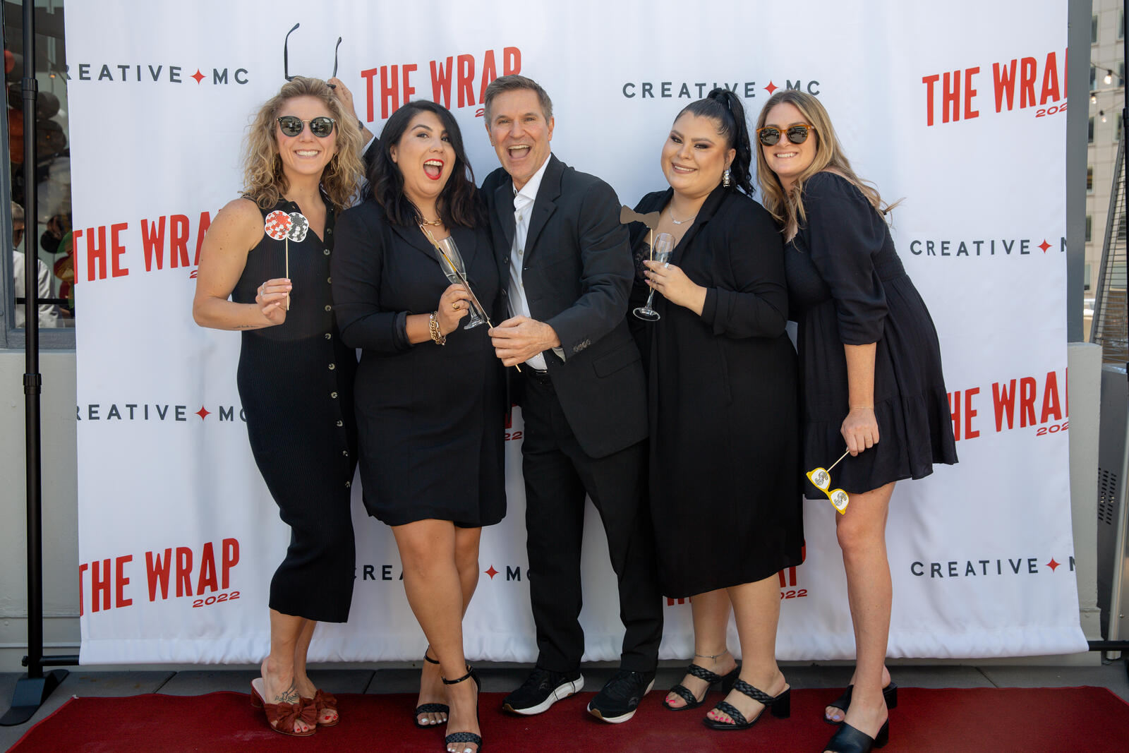 Several members of the Brand Stylist team hit the red carpet with Hawk: (L to R) Lisa Gruzas, Mena Trigueros, Tatiana Gonzalez, and Jackie Gregoire