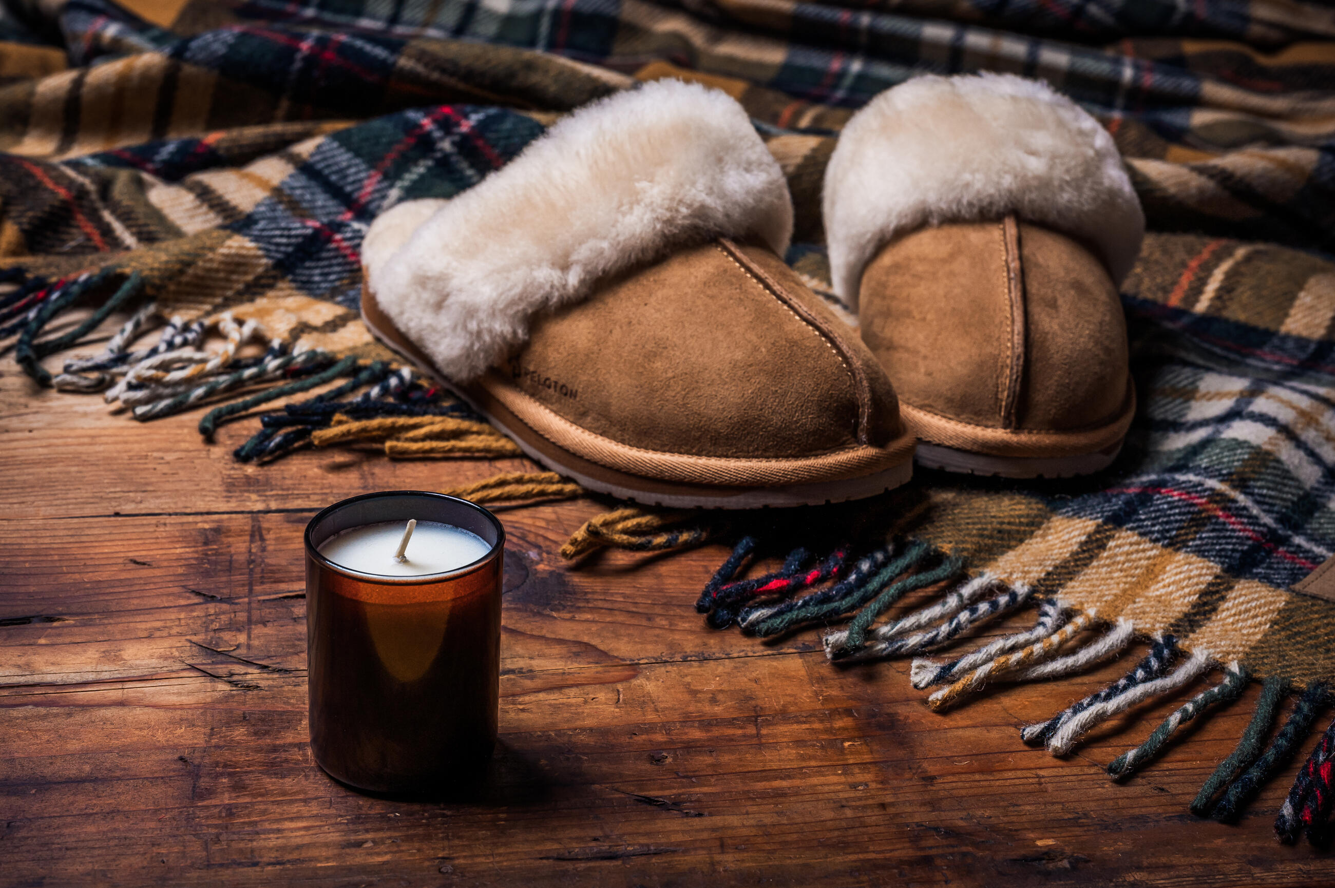 Lands' End Suede Shearling Fur Slippers