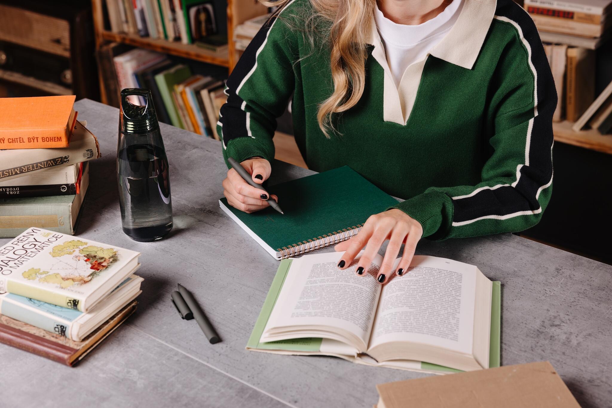 Notebook & Recycled Aluminum Pen Set & Trail Bottle