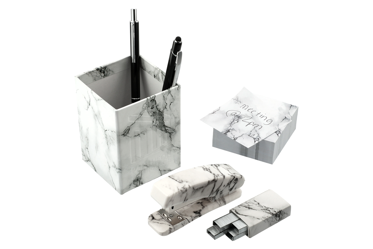 4 Piece Faux Marble Desktop Set