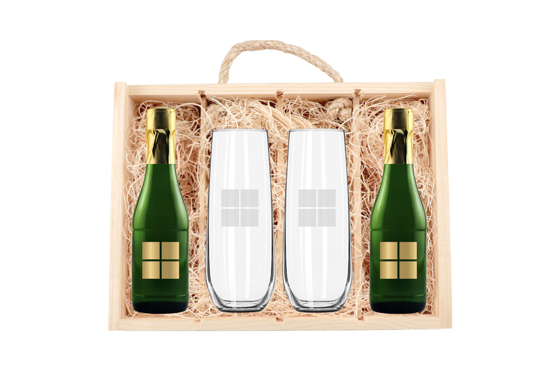 Engraved Wood Box With Bubbles & Flutes