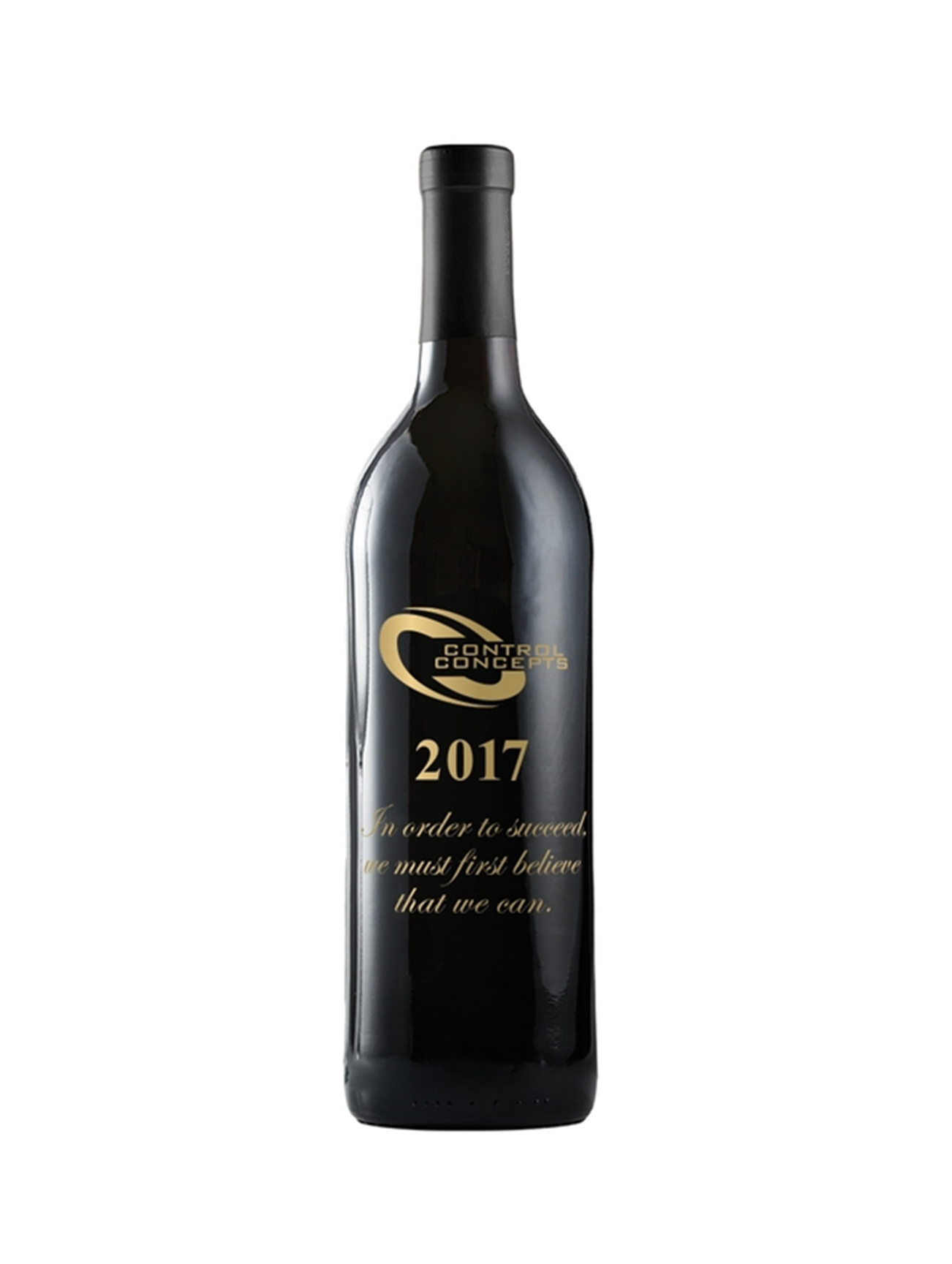 Etched Red Wine Bottle