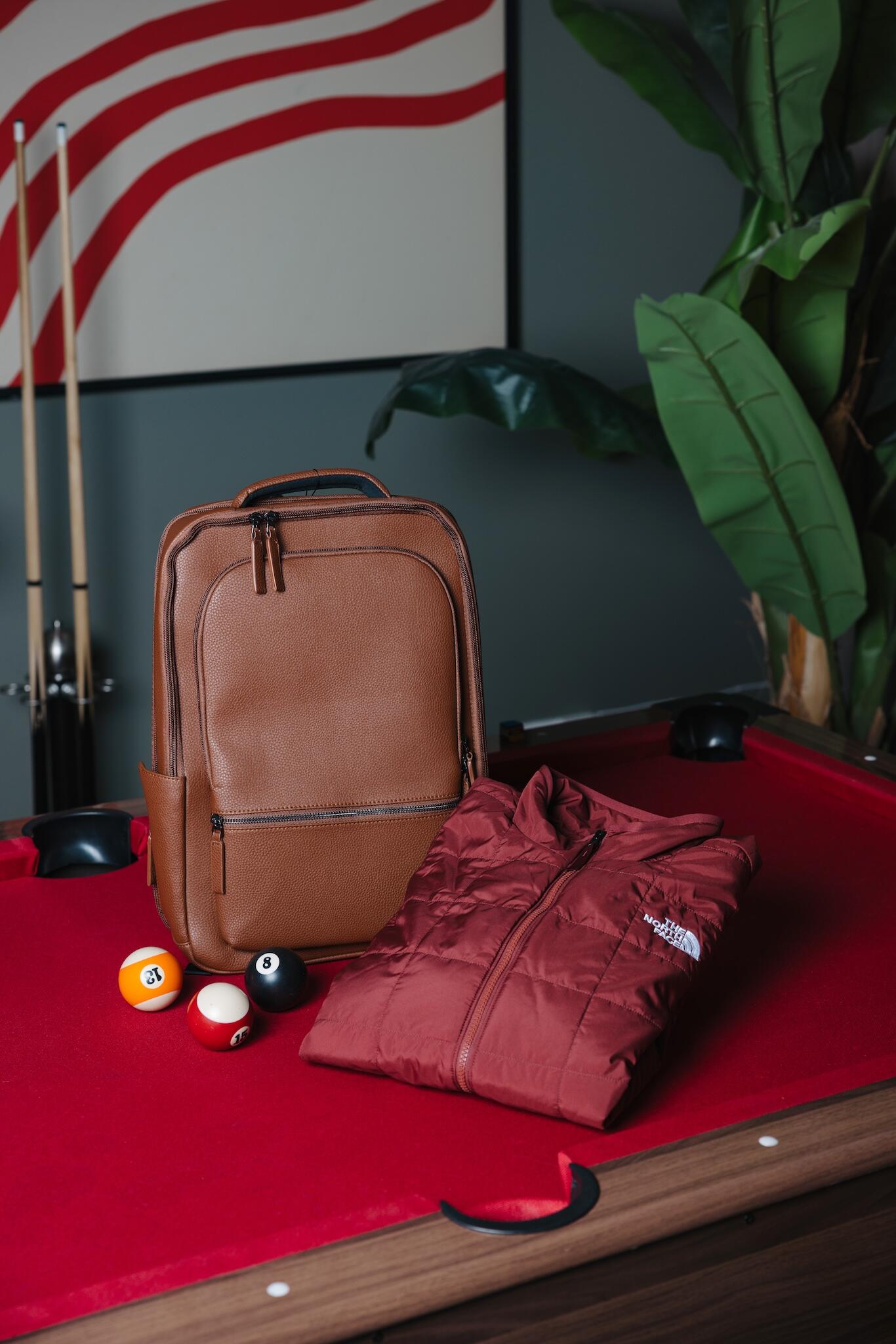 Men's Quilted Jacket & Faux Leather Backpack