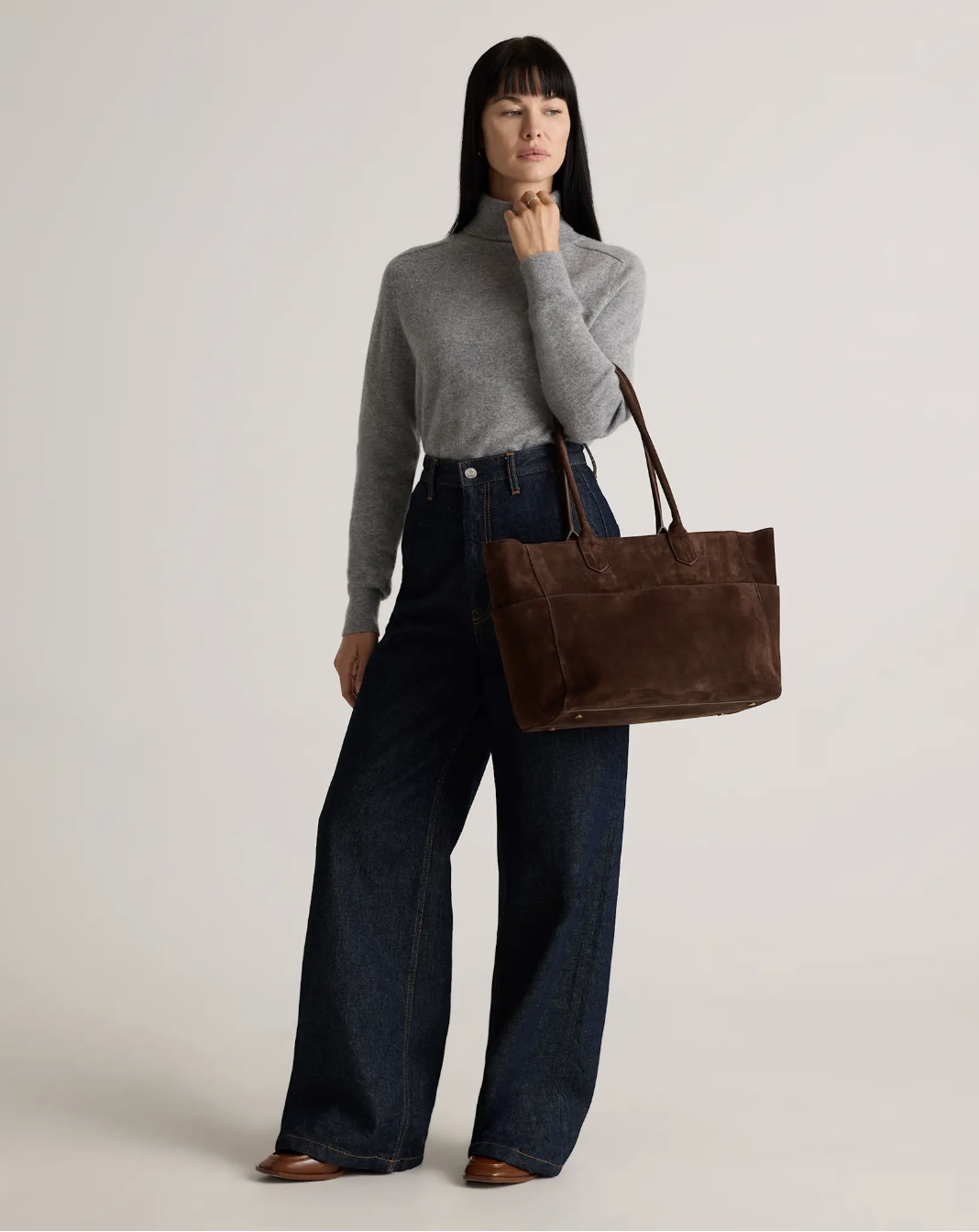 Quince Italian Suede Shopper Tote